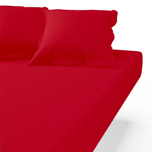 3S. x Tertio (Nos Unis) - Drap-housse coton TERTIO® - Rouge Carmin - Sélection linge de lit unis