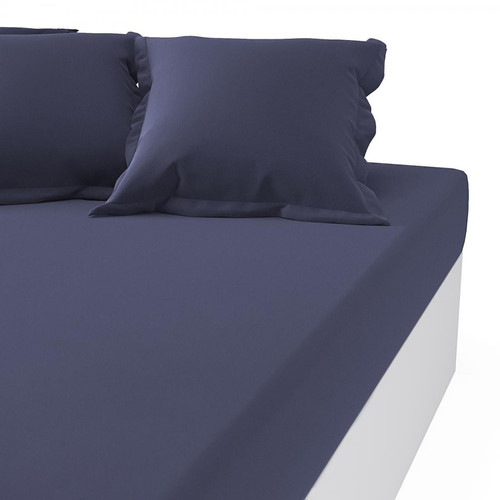 3S. x Tertio (Nos Unis) - Drap-housse coton TERTIO® - Bleu Indigo - Promos linge de lit