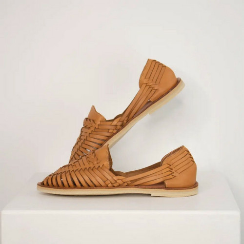 Sandale tressee camel - ALEGRE en cuir Mapache Mode femme